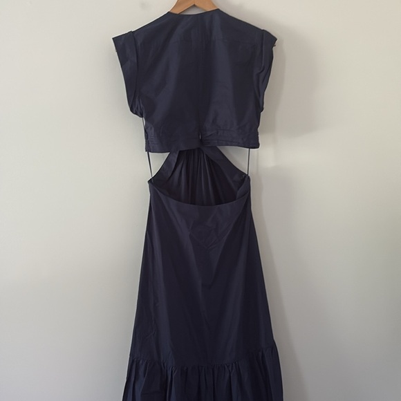 A.L.C. Alexandria Cotton Midi Dress Cap Sleeves Cutout Navy Size 8 - Picture 10 of 16
